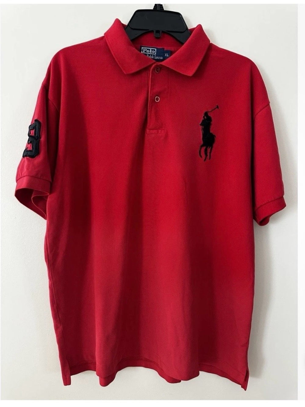 Polo by Ralph Lauren Red Polo with Black Pony Embroidery Size XL